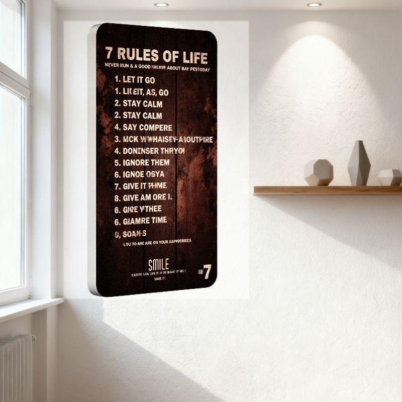 7 Правил Жизни Ретро Деревянная Текстура Металлическая Жестяная Табличка Винтажная Потертая Табличка для Дома Офиса Мужской Пещеры Декор с Ошибочным Rul