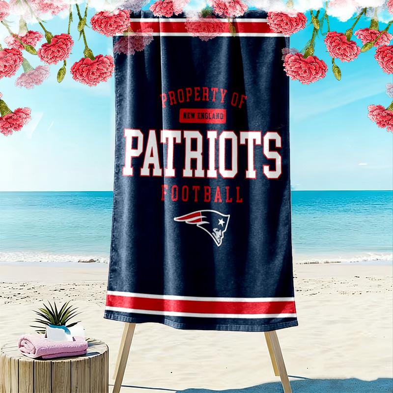 New England Patriots Logo Print Beach Towel, Large Soft Quick Dry Towel for Beach Camping Swimming