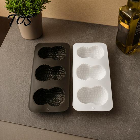 Peanut Shaped Silicone Mold Baking Mold, with 3 Cavity, Flexible Non-stick Multipurpose Accessory Tray, for DIY Chocolate Mousse Cake Biscuit