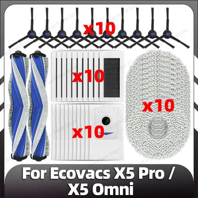 Совместимо с Ecovacs X5 Pro / X5 Omni Сменная основная боковая щетка Фильтр HEPA Насадки для швабры Пылесборники Запасные части Аксессуары