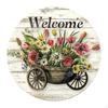 Floral Art Welcome Plaque for Front Door, Wood Decoration Indoor And Outdoor Use