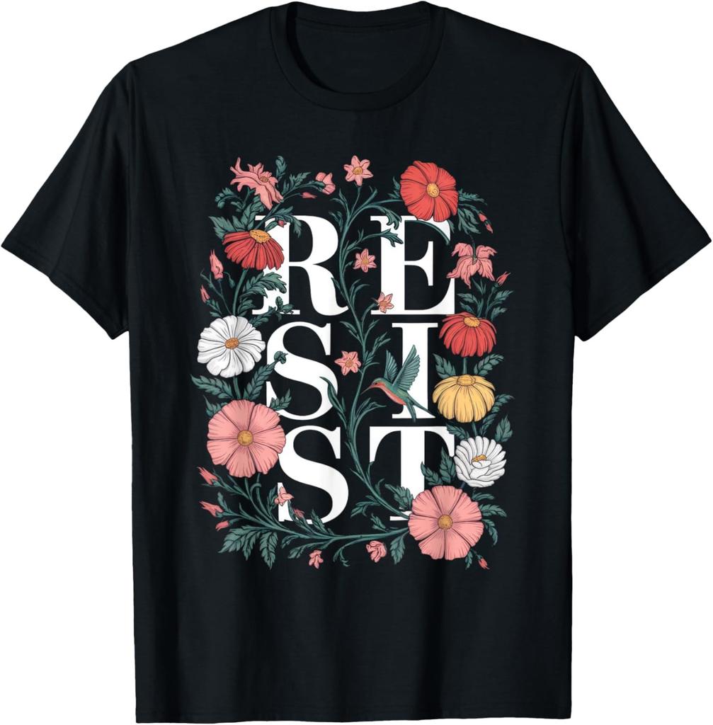 Retro Floral Bird Resist Cute Funny Design Unisex T-Shirt
