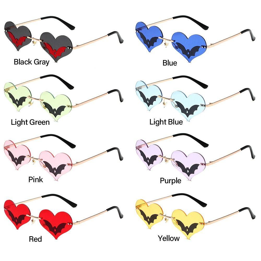 Солнцезащитные очки в форме сердца «летучая мышь», новые очки без оправы в готическом стиле для женщин и мужчин, очки для вечеринок и фестивалей, модные очки с защитой от ультрафиолета 400
