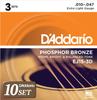 Acoustic Guitar Strings Phosphor Bronze Extra Light 3set Pack X 10 Sets D'Addario .010-.047 EJ15-3D []