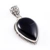 Natural Black Onyx Gemstone 925 Solid Sterling Silver Jewelry Pendant 1.7'' q6K06
