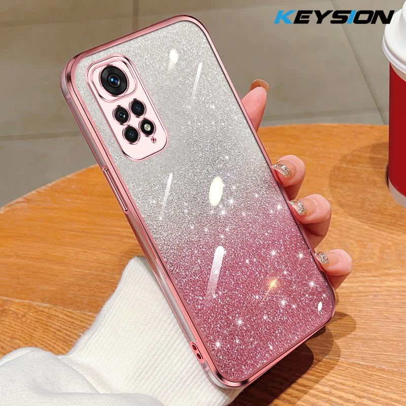 KEYSION Роскошный чехол-бампер с покрытием и блестками для Redmi Note 11 Pro 11S 5G 11 Pro+ 5G, прозрачный, из мягкого ТПУ, противоударный