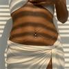 Double Layer Crisscross Cubic Zirconia Chain Navel Ring Waist Chain for Women Gold Tone Adjustable Body Chain Belly Jewelry