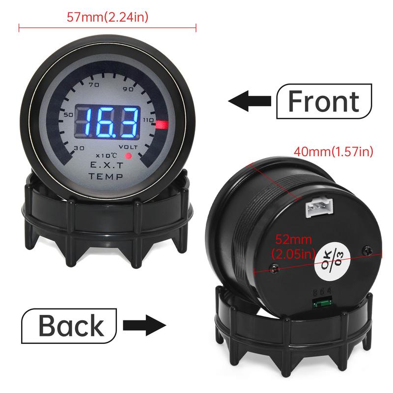 AD 52MM Exhaust Gas Temp Gauge Digital LED EXT + Voltmeter Voltage air fuel Auto Car Styling EGT Temperature Gauge Car Meter