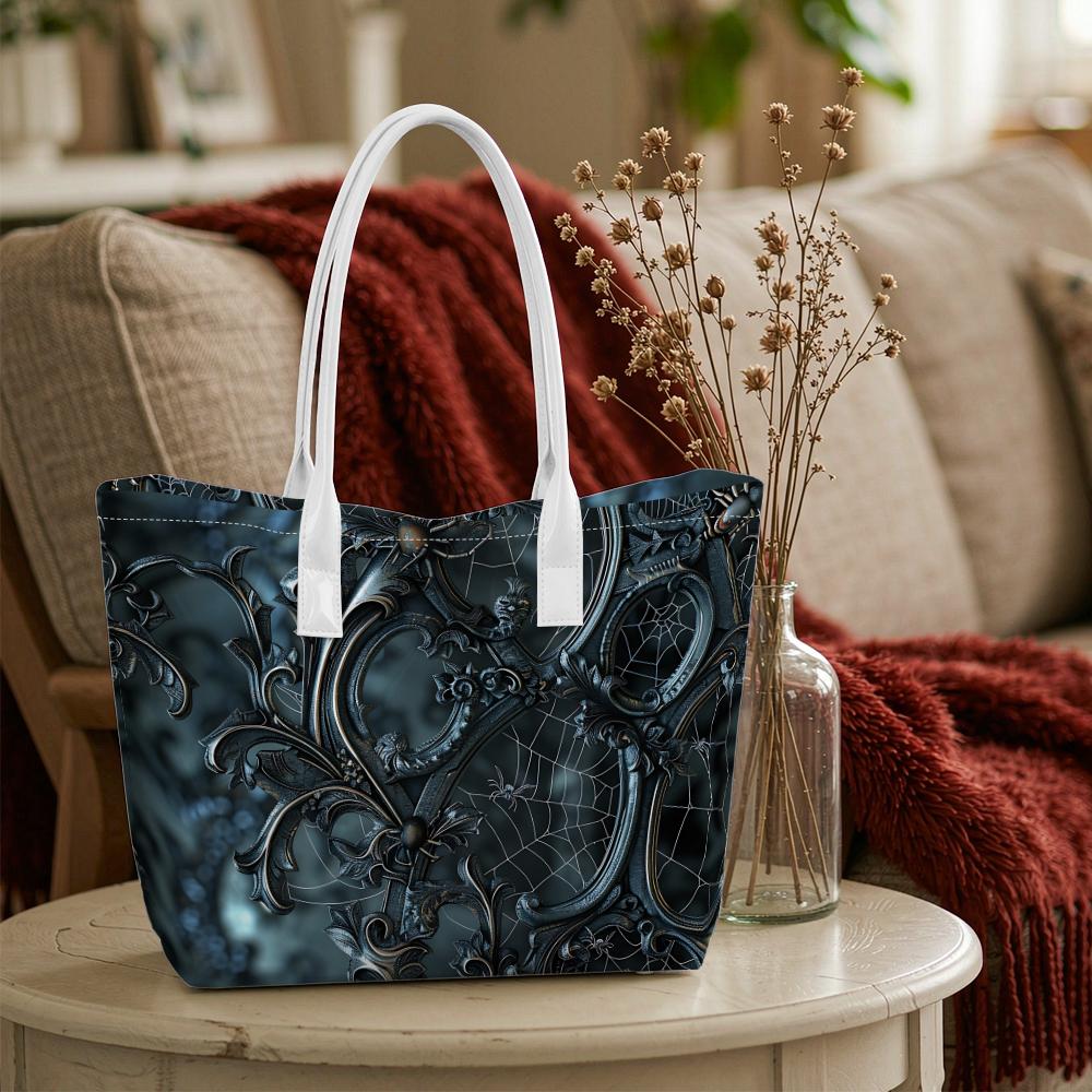 Gothic Pattern Tote Bag Stylish Large Capacity Daily Portable Shoulder Bag for Outing