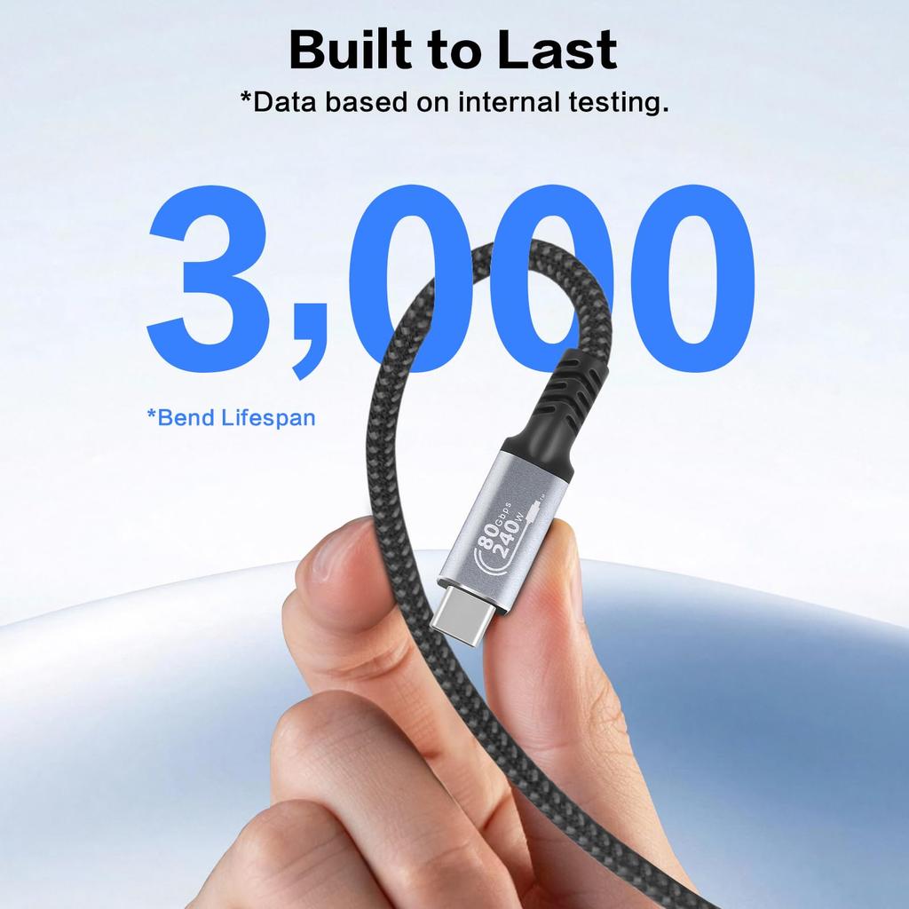 До 80 Гбит/с Двунаправленные данные 240 Вт Быстрый Thunderbolt USB 3 Обратная совместимость 8K Видео Прочный Нейлон для подключения устройств, таких как iPhone Galaxy MacBook Android