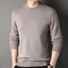 Hengyuanxiang Men's Thickened 100% Pure Wool Round Neck Pullover Sweater