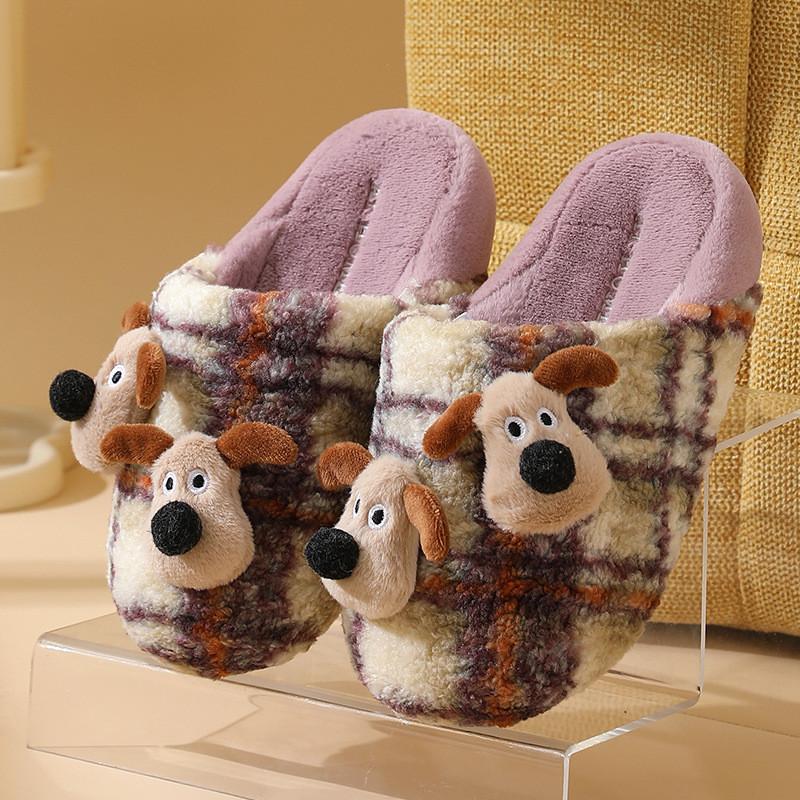 Зимние детские хлопковые тапочки с собачкой для мальчиков и девочек, домашний комфорт