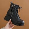 Fashion New 2025 Women Platform Ankle Boots Winter Chunky Sneakers Casual Vulcanized Shoes 10CM High Top Leather Short Boots Women Mujer