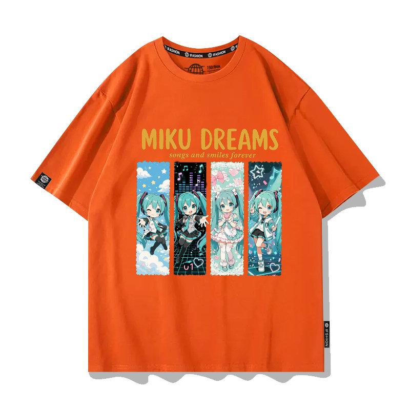 Hatsune Miku Co Branded Pure Cotton Printed Unisex and Unisexs Virtual IP Short Sleeve New Fashion Design Sense Korean InA Tshirt