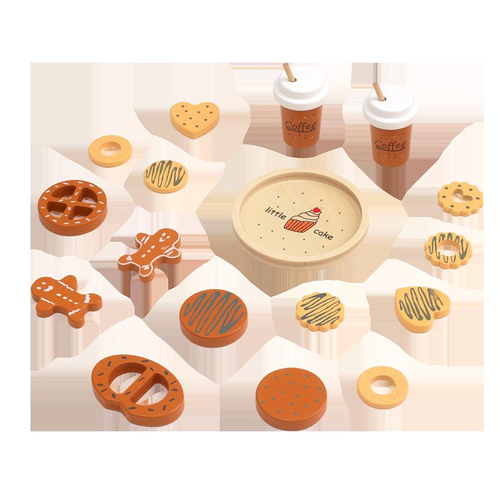 Wooden Afternoon Tea & Dessert Set for Kids - Cake, Cheese, Cookie, Coffee Toy