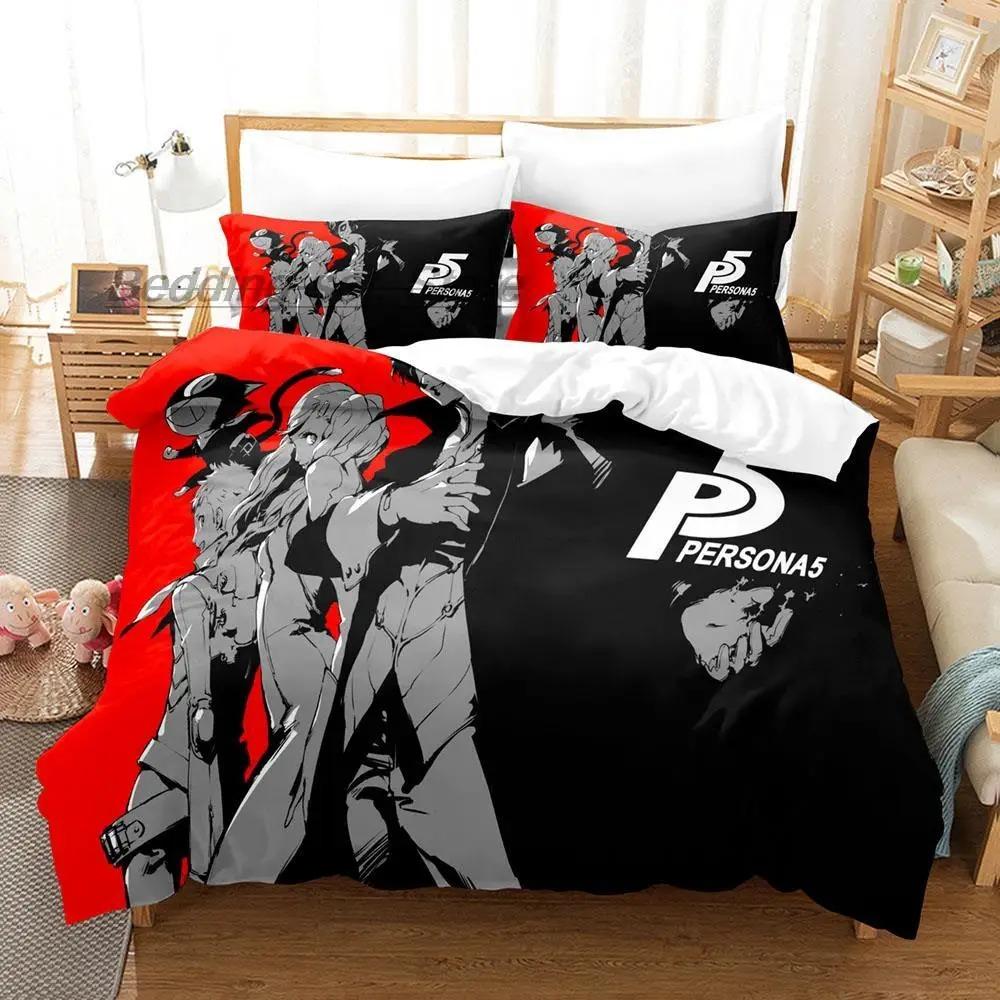 Комплект постельного белья Persona 5 Односпальный Полуторный Двуспальный Кинг-сайз Комплект для кровати Взрослый Детский Спальня Комплекты пододеяльников 3D-принт Аниме комплект простыней