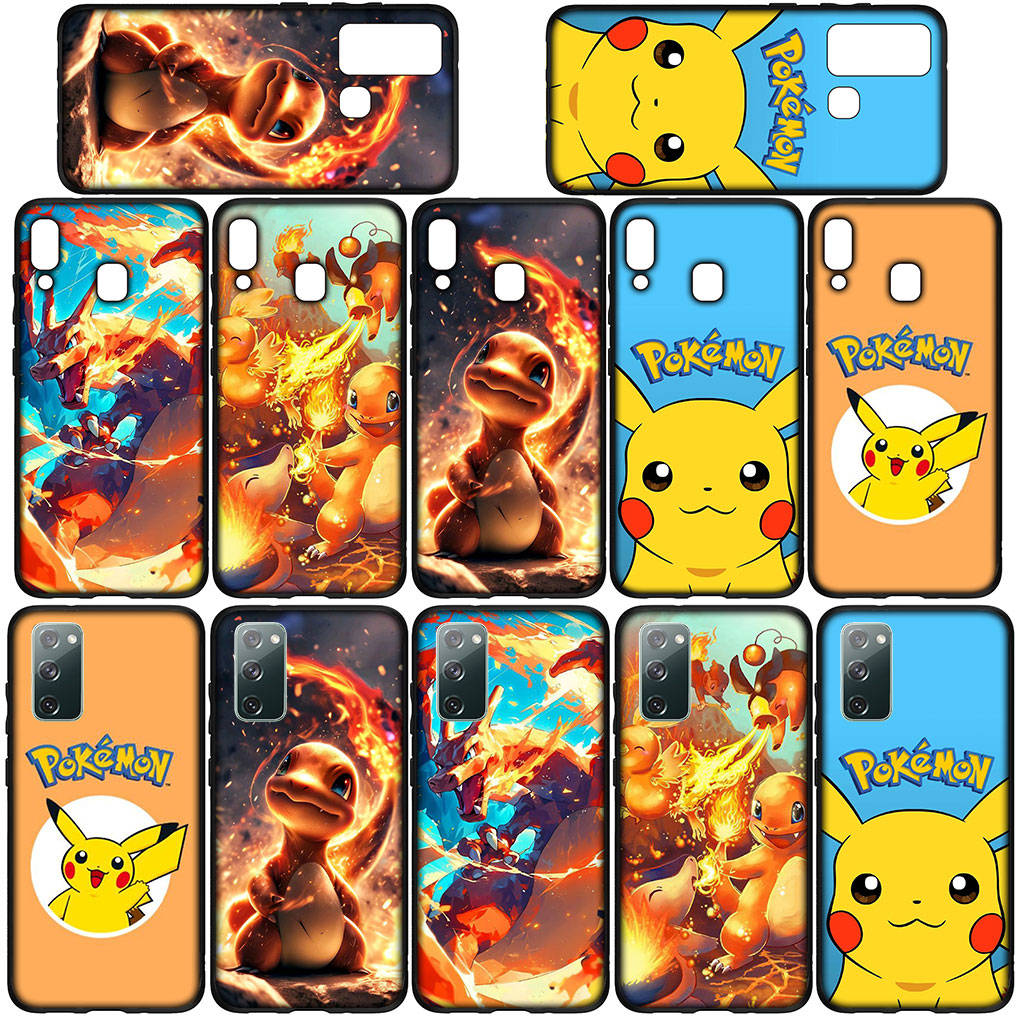 Чехол для телефона Samsung Galaxy S23 S24 iPhone 16 15 14 Xiaomi Redmi Note 13 12 11 Plus 10 Pro Max OPPO Huawei Anime Pikachu Pokemon GO Charmander Cover