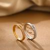 Simple Bilayer Geometric Knot Couple Rings Luxury Shinny Zircon Bride Engagement Wed Jewelry Accessories