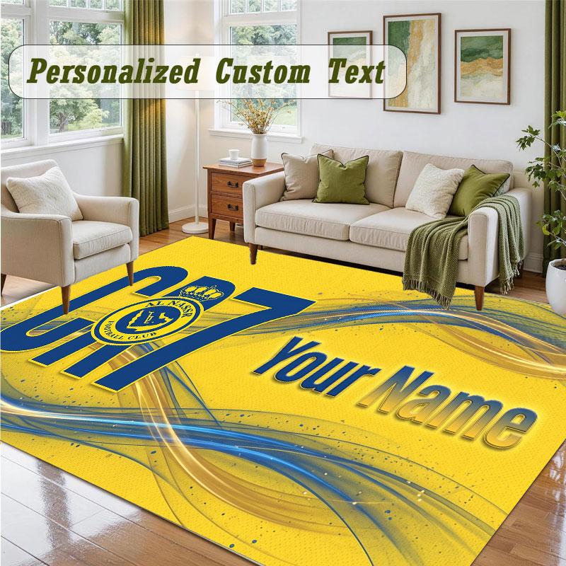 Crystal Velvet Square Rug Custom NameCristiano Ronaldo Pattern Non Slip Home Floor Decor Rug