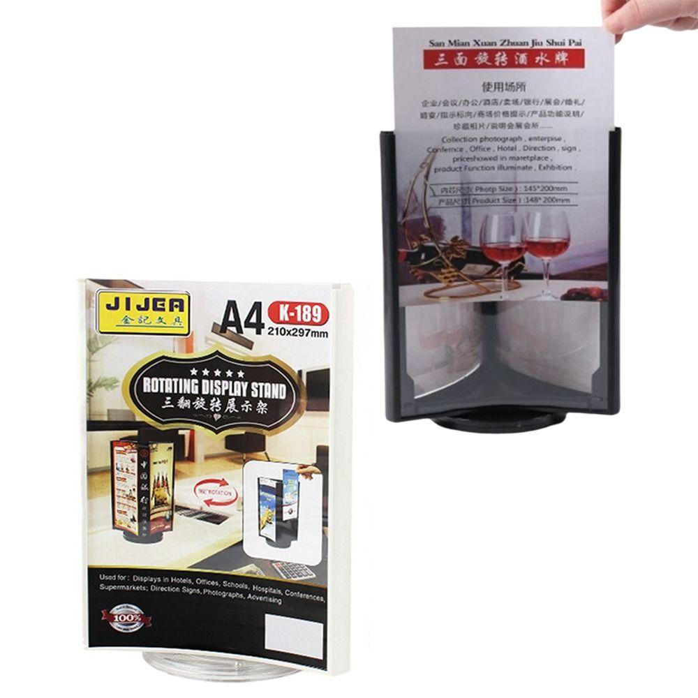 Three-Sided Acrylic Revolving Table Card A4/A5 Menu Sign Holder Menu Display Stand Desktop Use