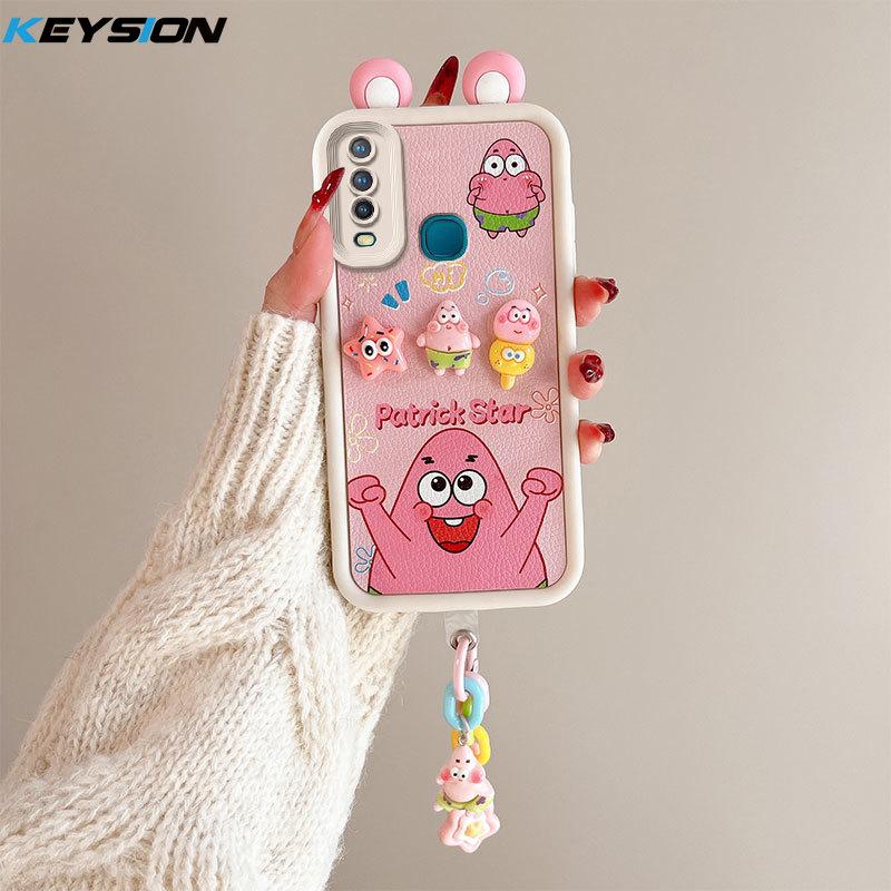 KEYSION Милый чехол с 3D-мультяшным изображением уха для VIVO Y17 Y15 Y12 с браслетом, мягкий силиконовый противоударный чехол для телефона VIVO Y11 2019