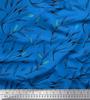 Blue Poly Crepe Fabric Curry Leaves Printed Fabric 1 Metre 42 Inch