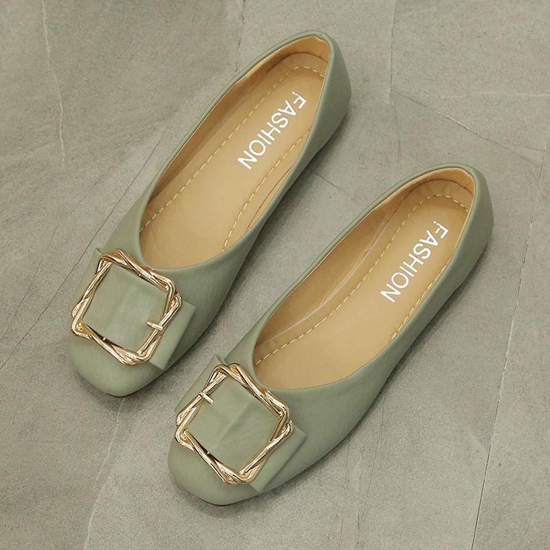 Women's Flat Shoes Spring and Autumn Square Toe Slip-on Ladies Footwear Cheap Clearance Stylish Korean Style Comfortable 39 Shoe