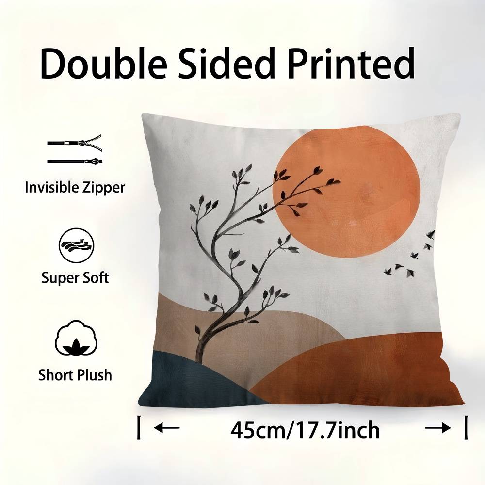Modern Boho Style Tree Birds Sun Landscape Cushion Cover 30x50 Polyester Sofa Cushions Throw Pillows Home Decoration Pillowcover