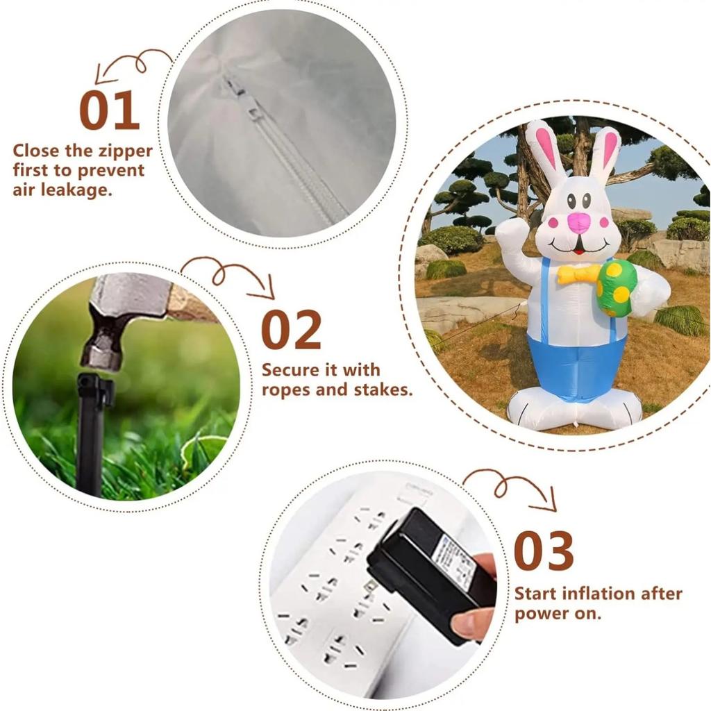 6,2 фута синий кролик надувные пасхальные надувные украшения светодиодные фонари взорванные украшения для двора Крытый уличный садовый декор