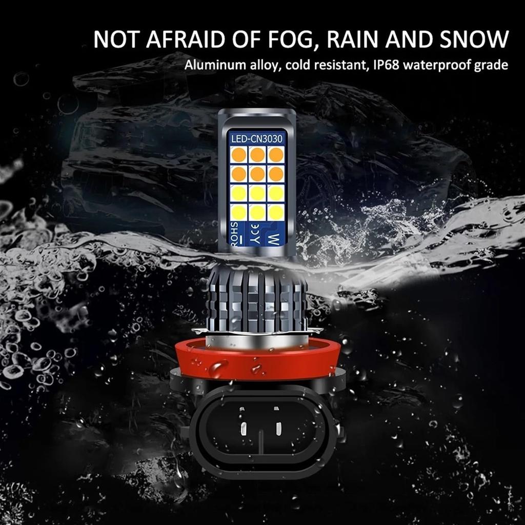 Hohota 2 шт. H8 H11 9006 Светодиодная противотуманная фара Двухцветная 3030 24SMD H16 Противотуманная