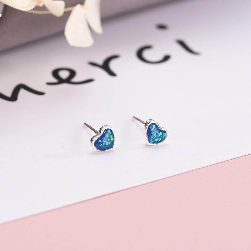 Корейские серьги из стерлингового серебра 925 пробы с золотыми хлопьями и звездным дизайном - Нежный свежий стиль