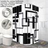 1pc Black and White Abstract Geometry Shower Curtain,with 12 Hooks,Machine Washable, for Shower Partition and Privacy Protecti