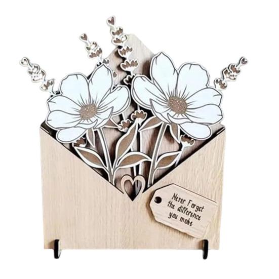 Деревянная цветочная открытка с подставками Экологичный персонализированный конверт Цветочная коробка Подарок на День матери