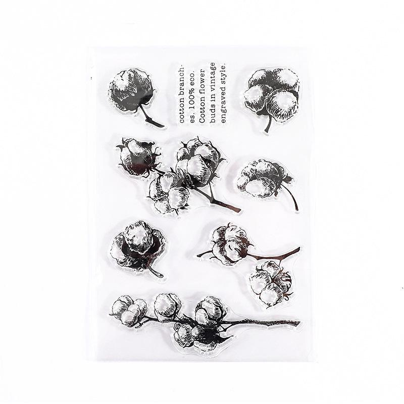 Набор силиконовых штампов в стиле ретро: Цифровые дизайны растений и почтовых штемпелей для самостоятельного декорирования