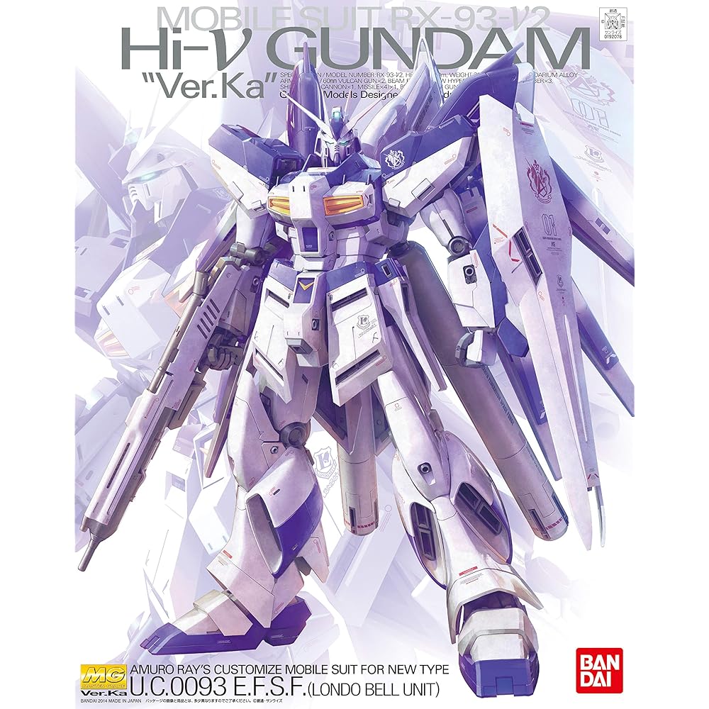 Bandai Spirits MG Мобильный доспех Гандам Hi-Nu Гандам Вер.Ka Масштаб 1/100 Пластиковая модель-конструктор с цветовой кодировкой