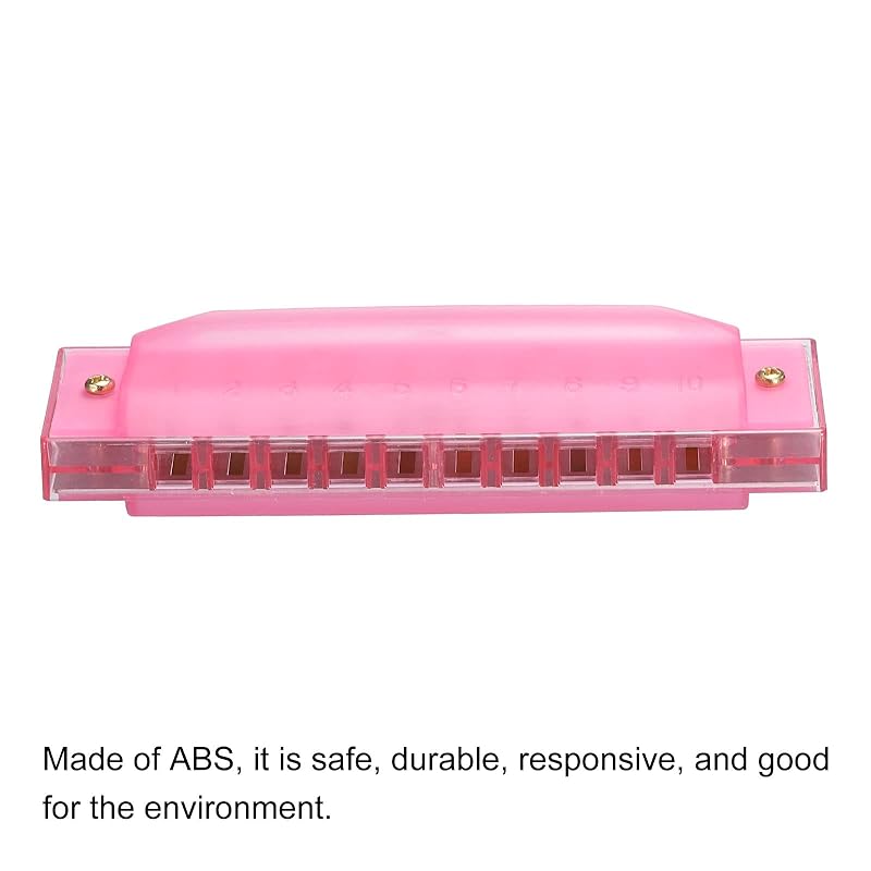 PATIKIL Clear Variety Translucent Harmonica 10 Holes Pink ABS Harp Mouth With PVC Box Musical Instrument Beginner Education Adult Professional