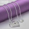 925 Sterling Silver Heart-shaped Pendant Necklace Wedding Charm Jewelry