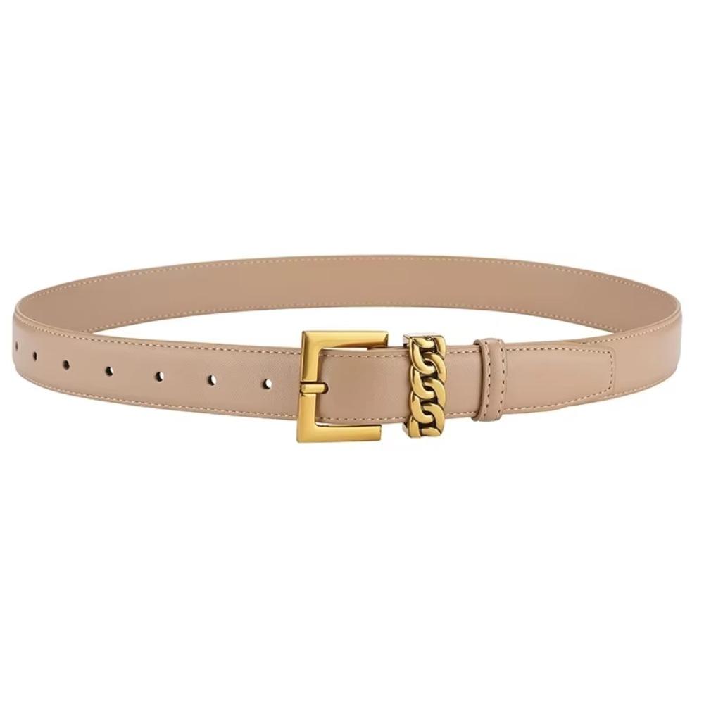 PU Leather Leather Belt Gold Buckle Waist Band Luxury Jeans Belt All Occasions