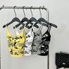 Ретро Горячая Девушка Подтяжки Красивый Жилет для Женщин Летний Новый V-образный вырез Печатный Граффити Пупок Slim Fit Топ