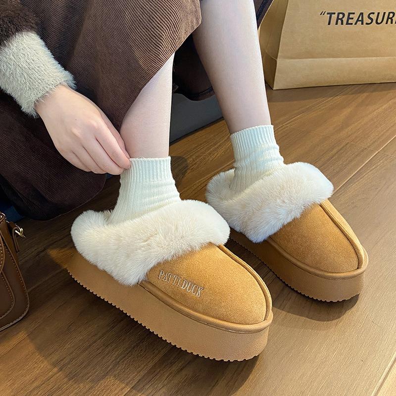 Plush Cotton Slippers Women's New Autumn and Winter Home Indoor Thick-soled Non-slip Velvet Warm Cotton Shoes