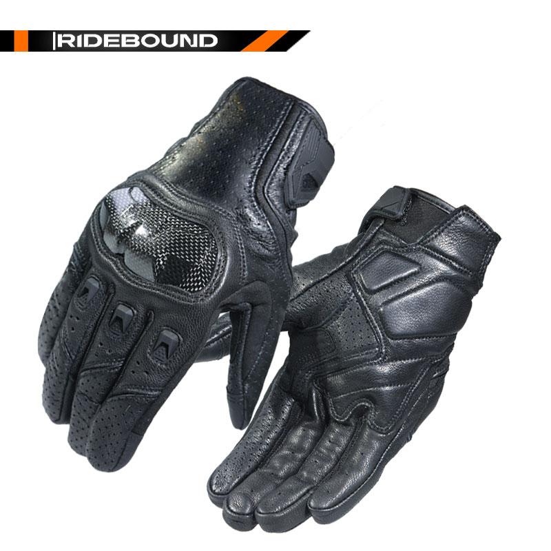 Custom Design Leather Carbon Fiber Motorcycle Gloves Touchscreen Compatible Anti-slip Breathable Outdoor Sports Universal Season