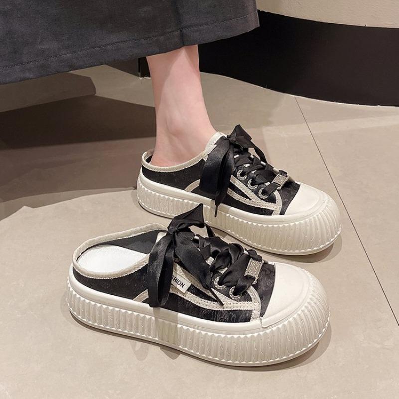 Модная женская обувь 2024 года, полутапочки Baotou для женщин, которые можно носить весной, летом и осенью, повседневные полутапочки на толстой подошве