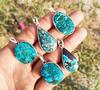 Turquoise Gemstone 925 Sterling Silver Plated 5 Pcs Bezel Pendant BEZ-65
