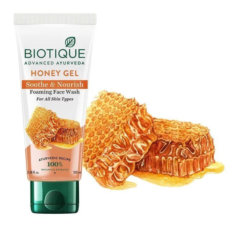Гель для умывания с Медом (100 мл), Honey Gel Soothe & Nourish Foaming Face Wash,  Biotique