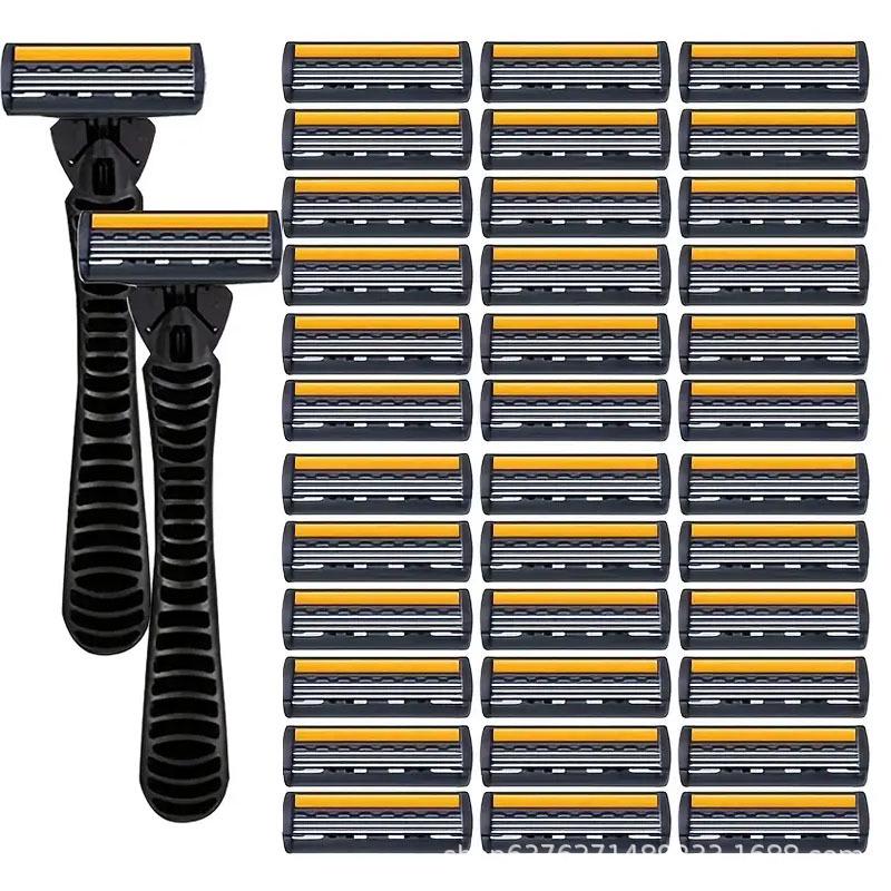 Прочное 3-слойное лезвие для безопасной бритвы из нержавеющей стали для легкого ручного удаления волос