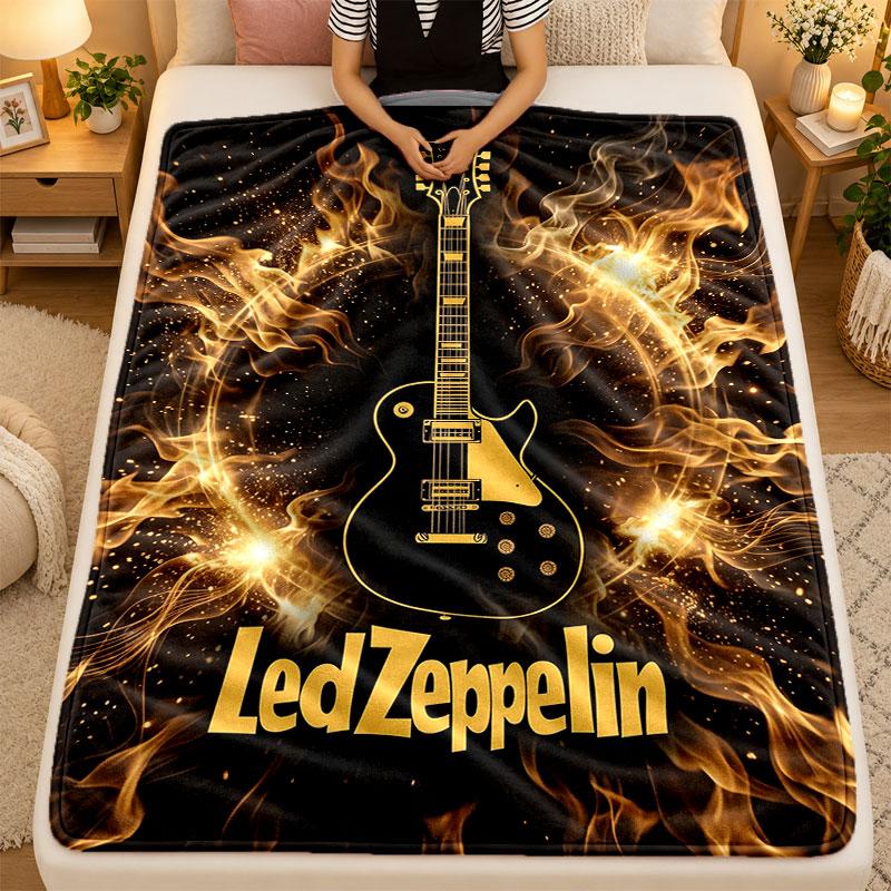 Flannel BlanketLed Zeppelin Warm Soft Throw Blanket for Indoor Sofa Bed Living Room Use