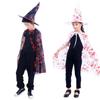 Cosplay Props Witch Cloak Hat Set Blood Printed Horror Cape Halloween Blood Costume  Decoration