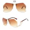 New Irregular Rimless Sunglasses Women Brand Designer Alloy Frame Oversize Gradient Sun Glasses Fashion Female Clear Shades