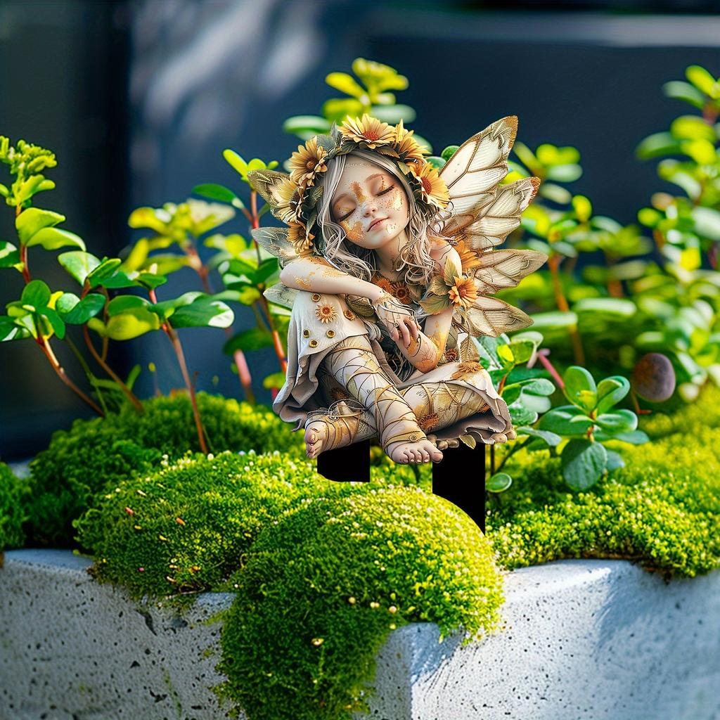 Акриловый садовый колышек «Подсолнух» — 11,8x7,9 дюймов, бохо-шик, украшение для двора, цветочный горшок, уличная вывеска «Ловец солнца»