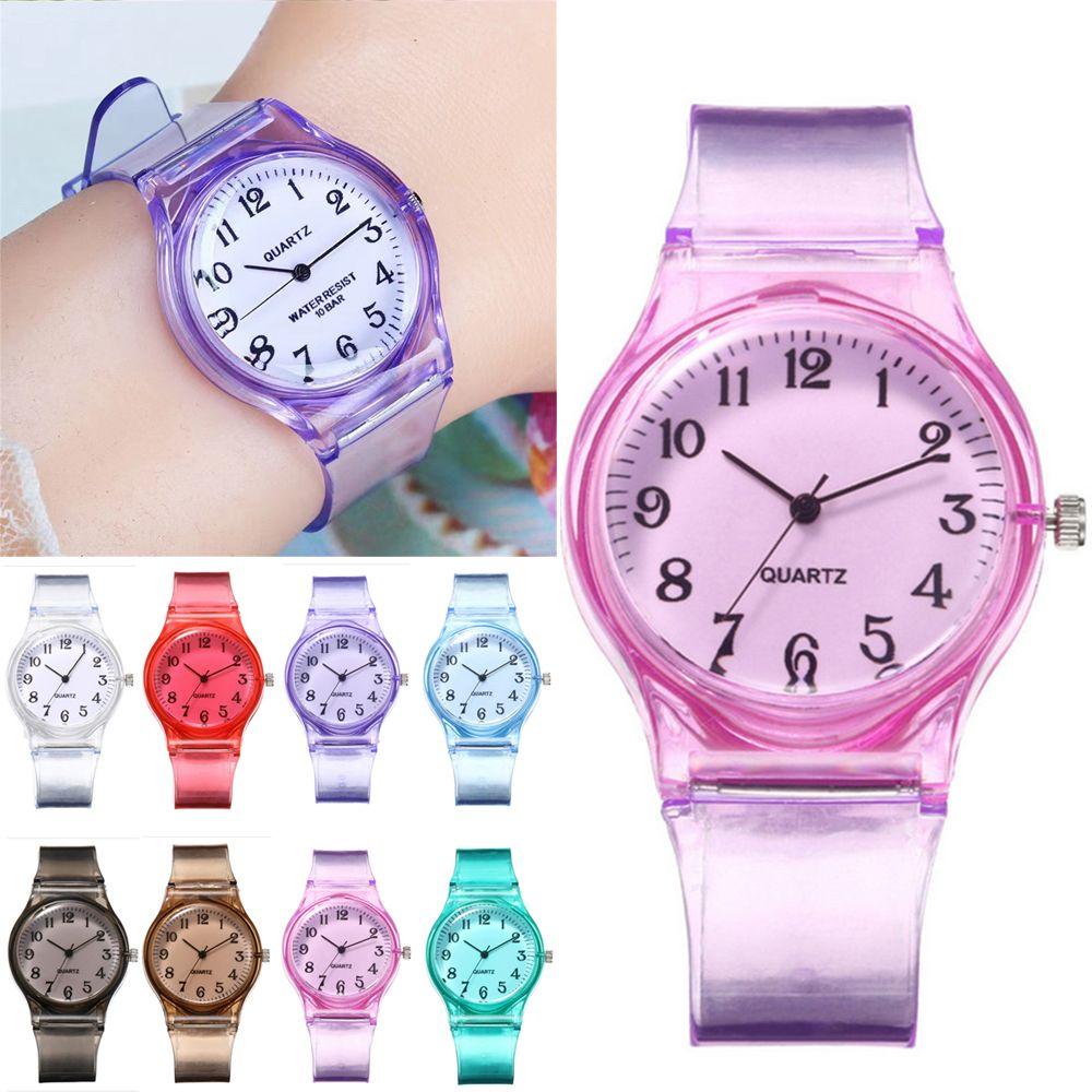 Women Transparent Silicone Wristwatch Student Clock Jelly Quartz Watch Candy Wrist Watch